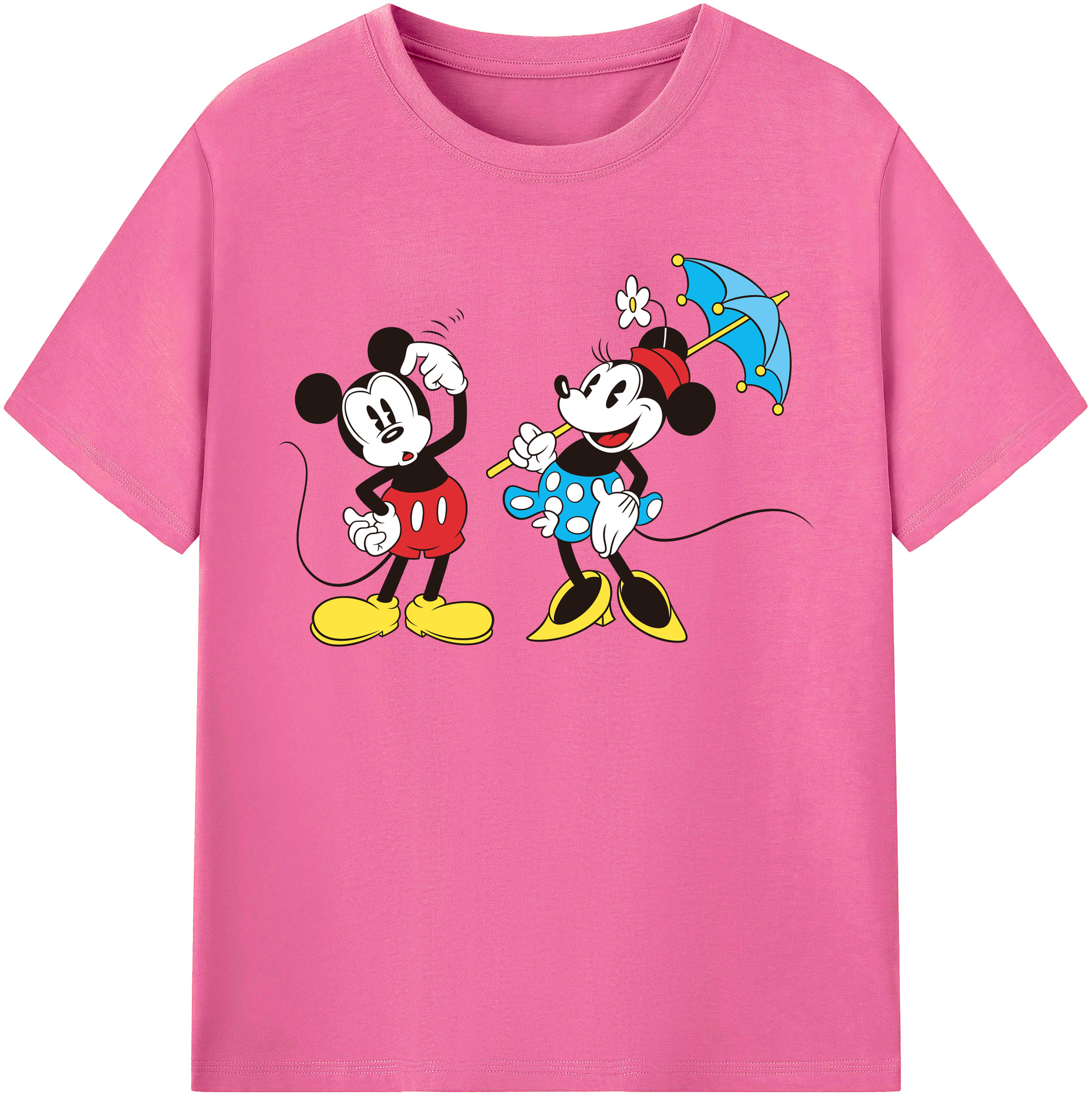（画像用） ミッキーマウス Mickey Mouse レディースカジュアルプリントTシャツ（綿100％）